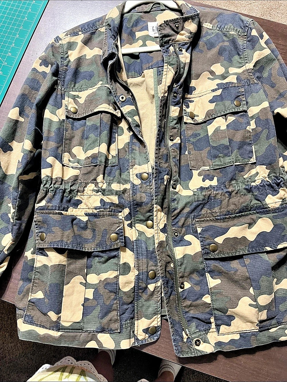 Gap Camo Utility Field Jacket Women's Camo Jacket in Green & Blue